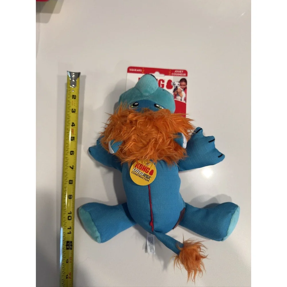 KONG Cozie Ultra Lucky Lion Dog Toy Large Ultra-Tex Squeaker Blue ZYL14